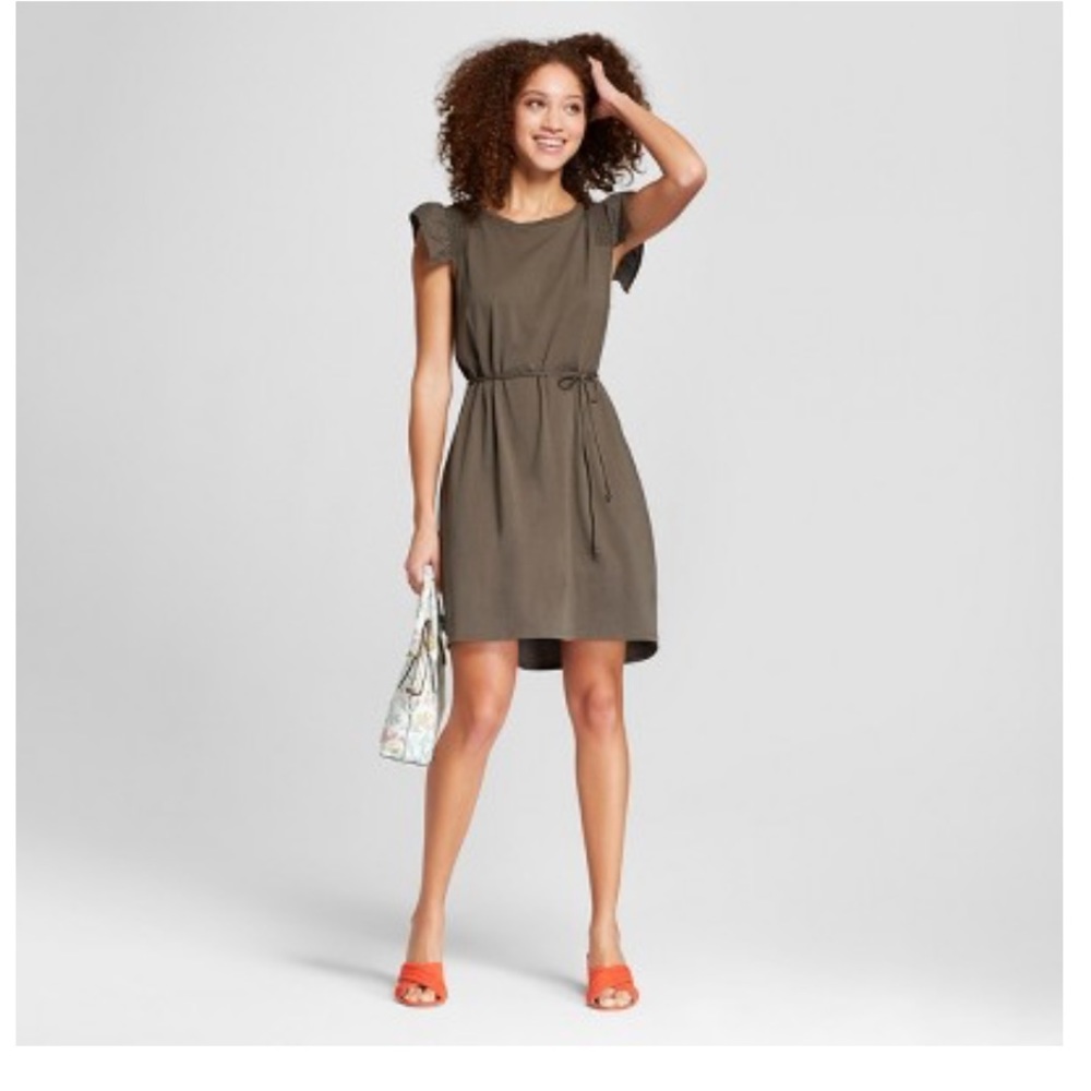 Ruffle Sleeve Tie Waist Dress